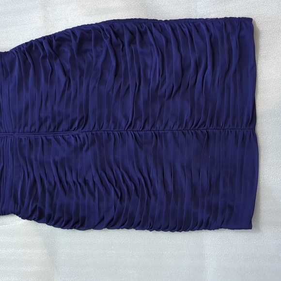 Adrianna Papell Women's Blue Chiffon Ruched Special Occasion Dress Size 12P - Picture 4 of 9